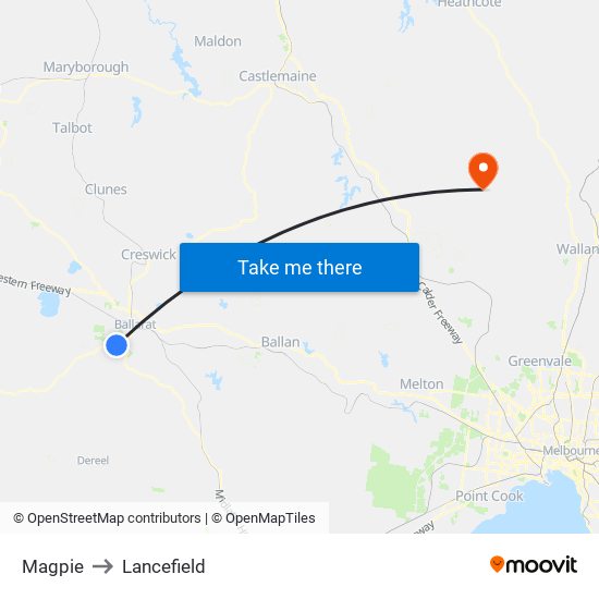 Magpie to Lancefield map