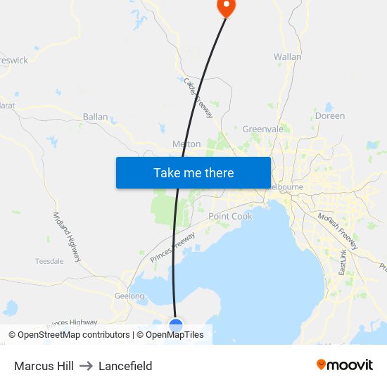 Marcus Hill to Lancefield map