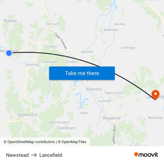Newstead to Lancefield map