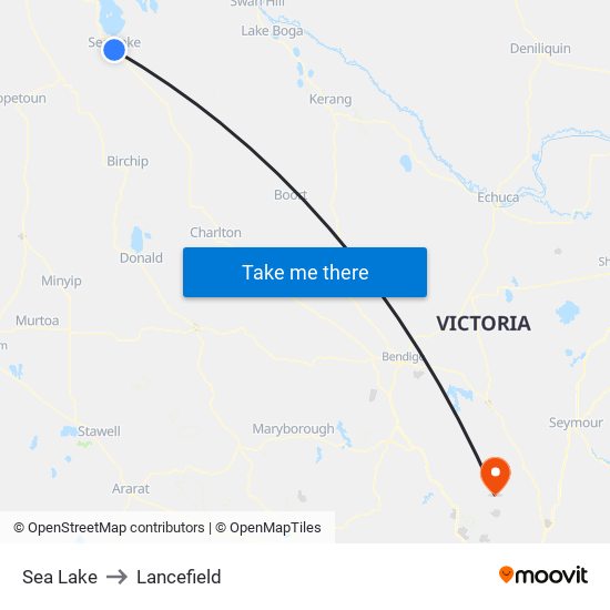 Sea Lake to Lancefield map