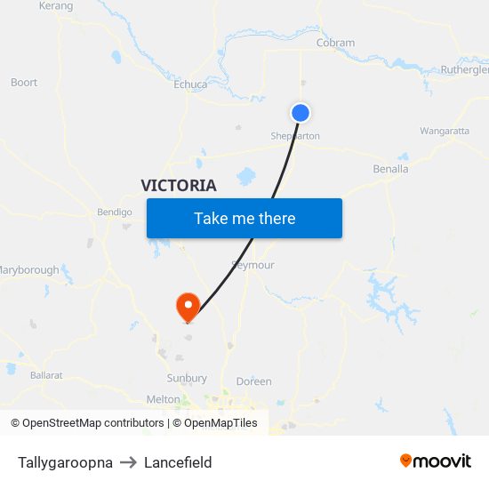 Tallygaroopna to Lancefield map