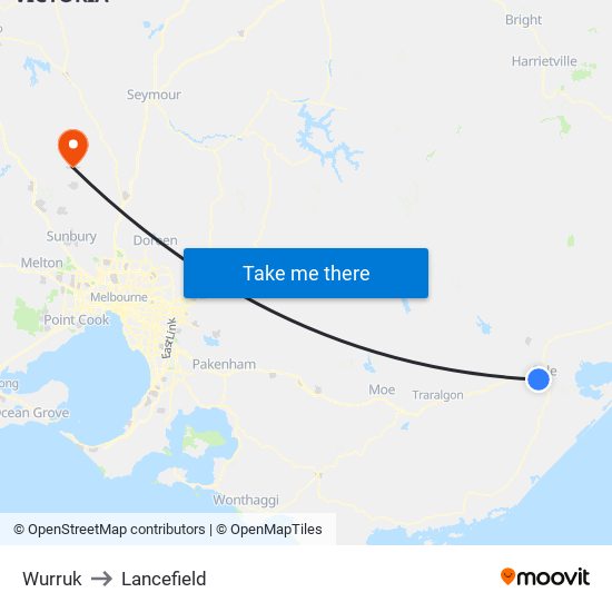 Wurruk to Lancefield map