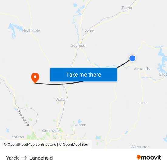 Yarck to Lancefield map