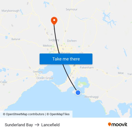 Sunderland Bay to Lancefield map