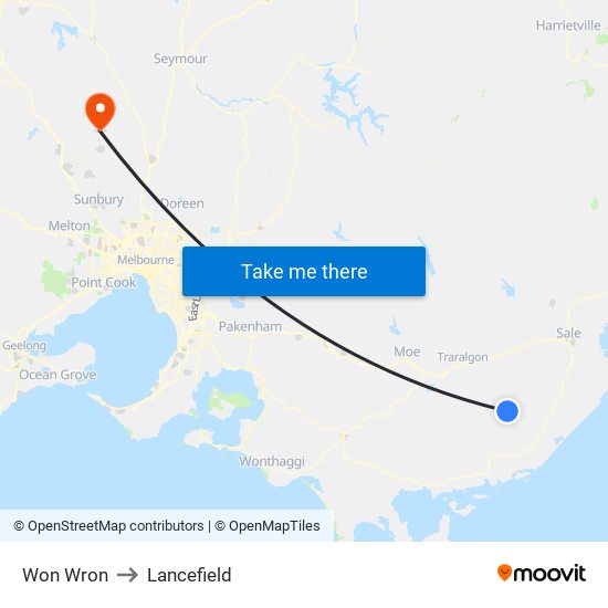 Won Wron to Lancefield map
