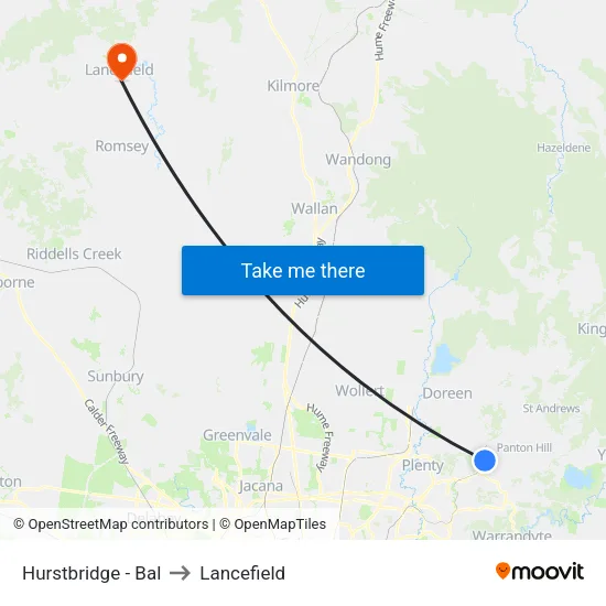 Hurstbridge - Bal to Lancefield map