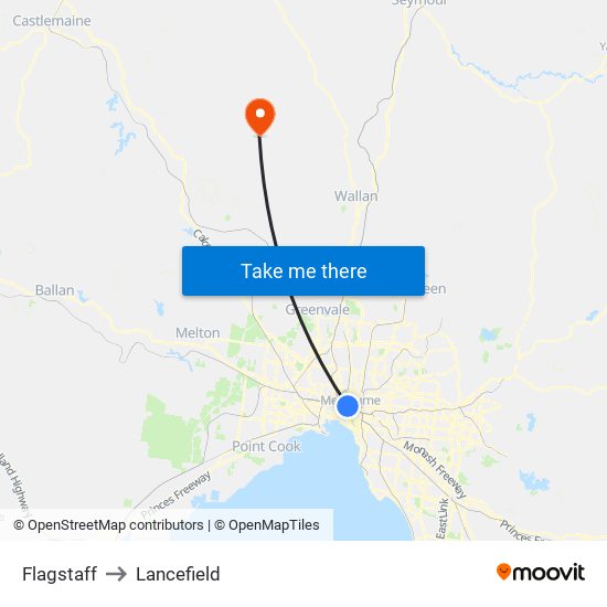 Flagstaff to Lancefield map