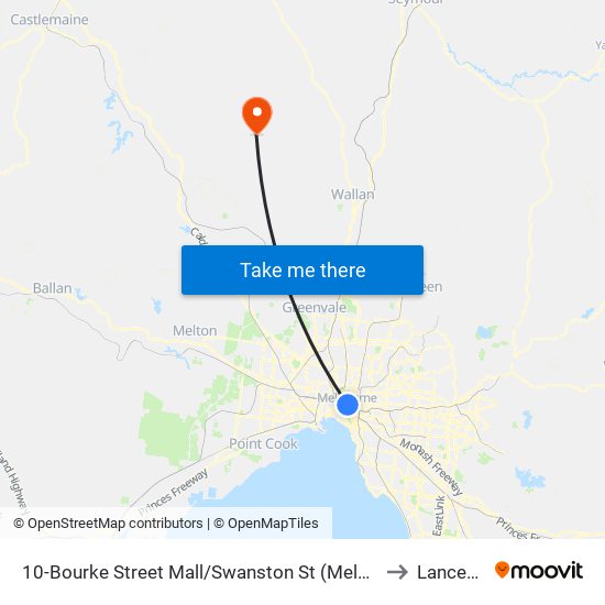 10-Bourke Street Mall/Swanston St (Melbourne City) to Lancefield map