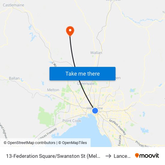 13-Federation Square/Swanston St (Melbourne City) to Lancefield map