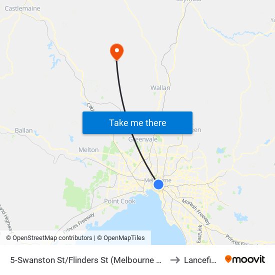 5-Swanston St/Flinders St (Melbourne City) to Lancefield map
