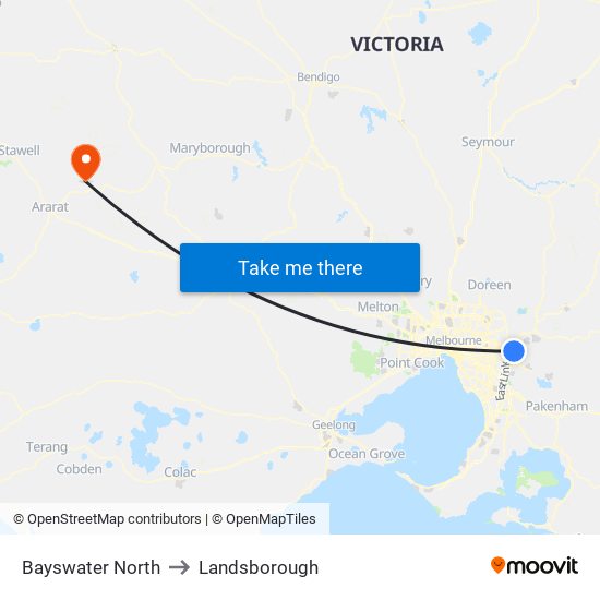 Bayswater North to Landsborough map