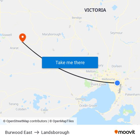 Burwood East to Landsborough map