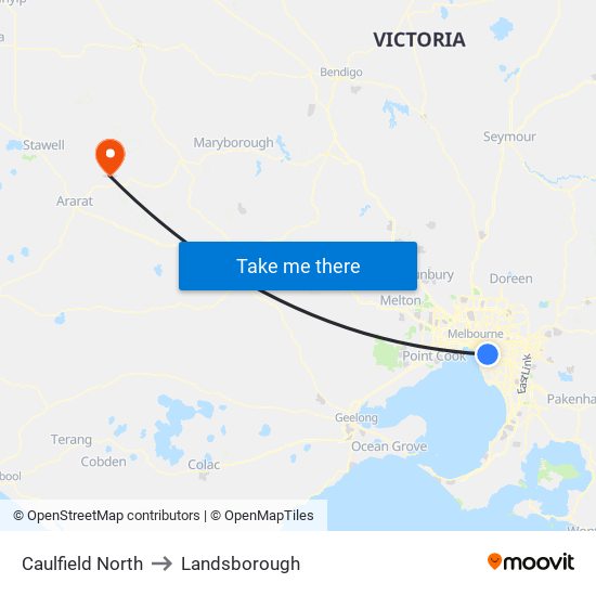 Caulfield North to Landsborough map