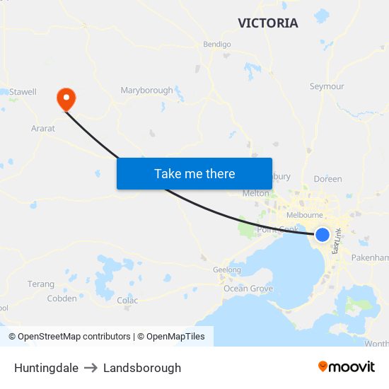 Huntingdale to Landsborough map