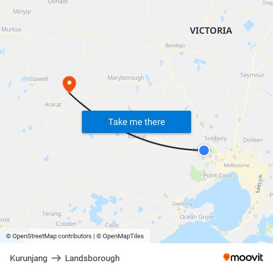Kurunjang to Landsborough map