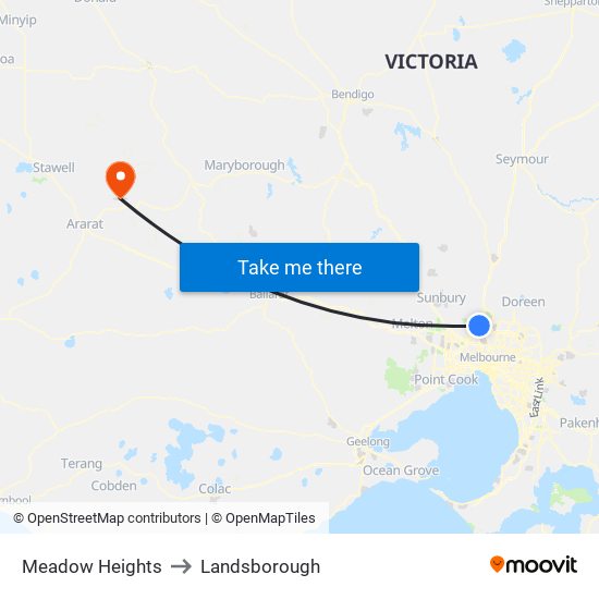 Meadow Heights to Landsborough map