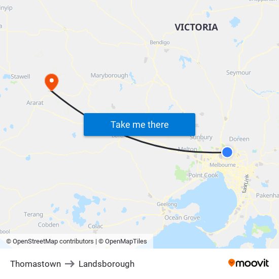 Thomastown to Landsborough map