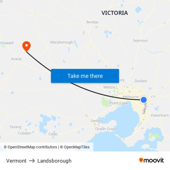 Vermont to Landsborough map