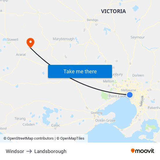 Windsor to Landsborough map