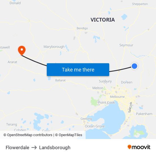 Flowerdale to Landsborough map