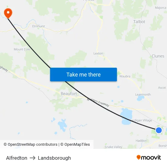 Alfredton to Landsborough map