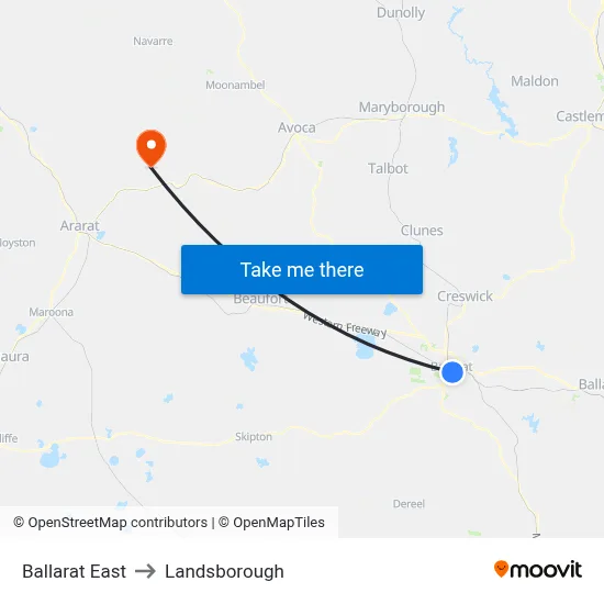 Ballarat East to Landsborough map
