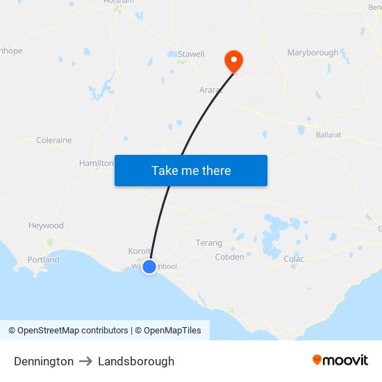 Dennington to Landsborough map