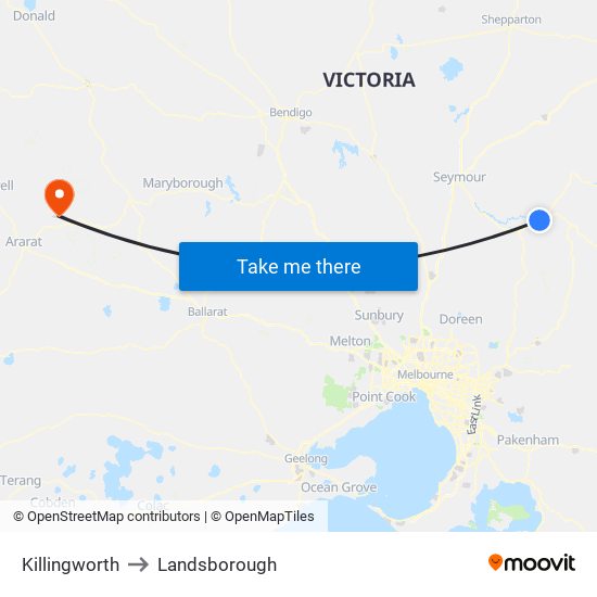 Killingworth to Landsborough map