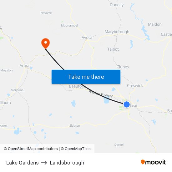 Lake Gardens to Landsborough map