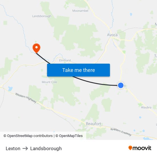 Lexton to Landsborough map