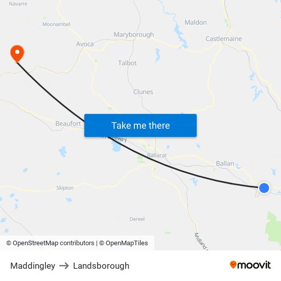 Maddingley to Landsborough map