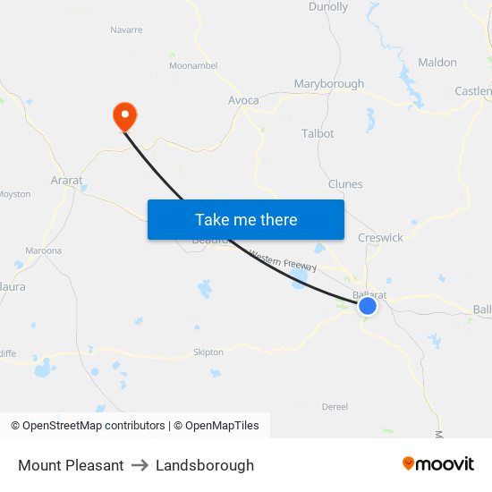 Mount Pleasant to Landsborough map