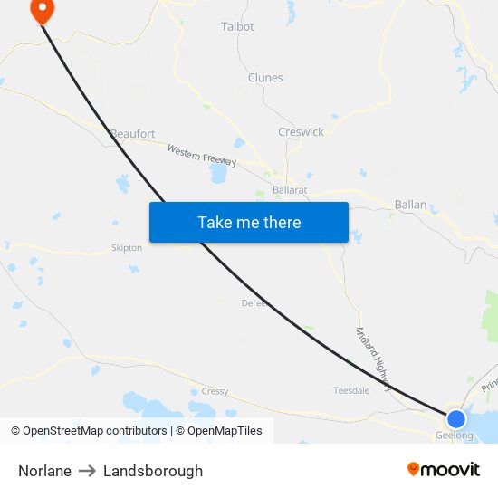 Norlane to Landsborough map