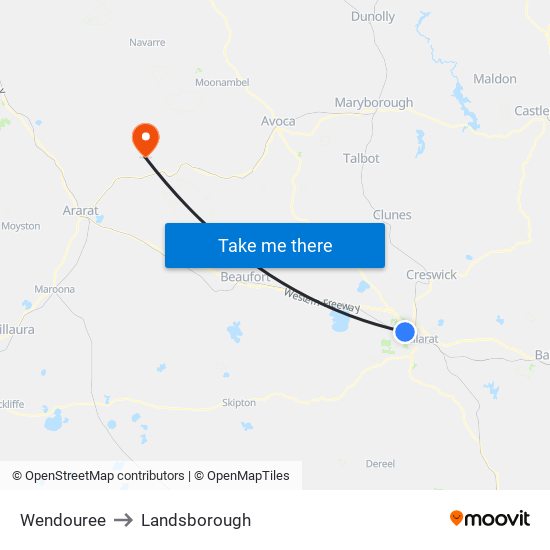 Wendouree to Landsborough map