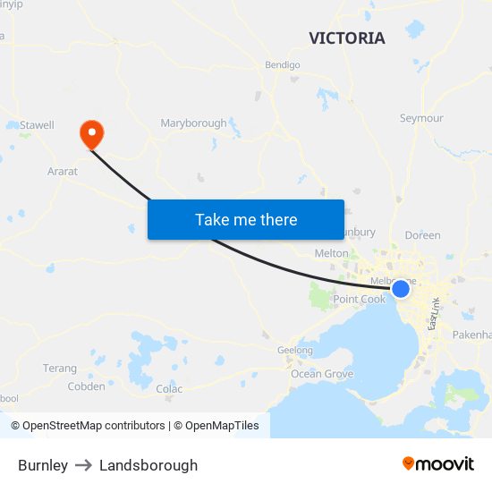 Burnley to Landsborough map