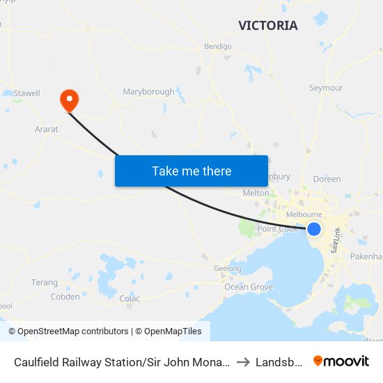 Caulfield Railway Station/Sir John Monash Dr (Caulfield East) to Landsborough map