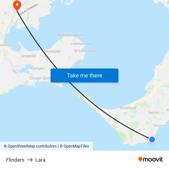 Flinders to Lara map