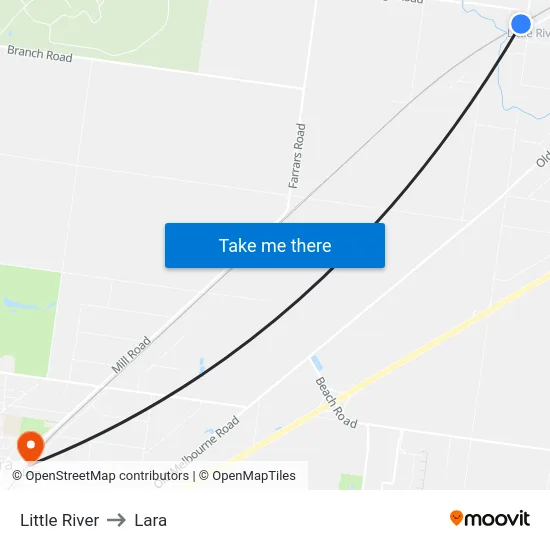 Little River to Lara map