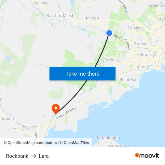 Rockbank to Lara map