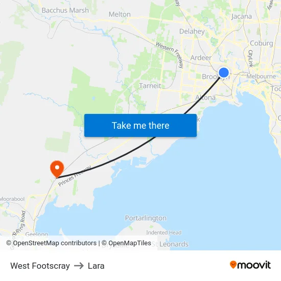 West Footscray to Lara map