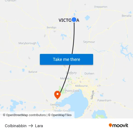 Colbinabbin to Lara map