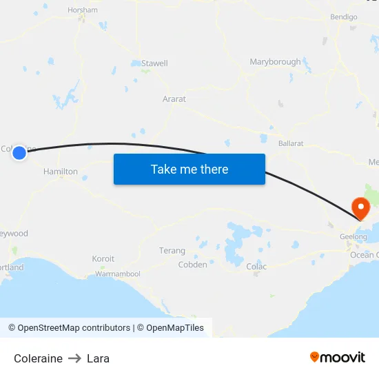 Coleraine to Lara map