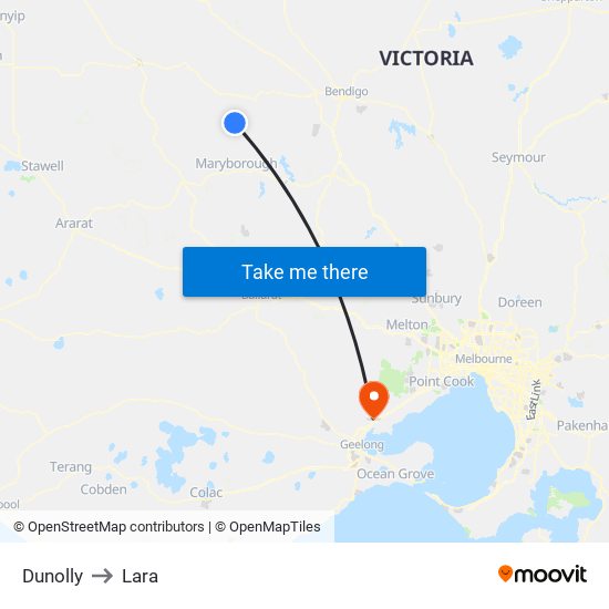 Dunolly to Lara map