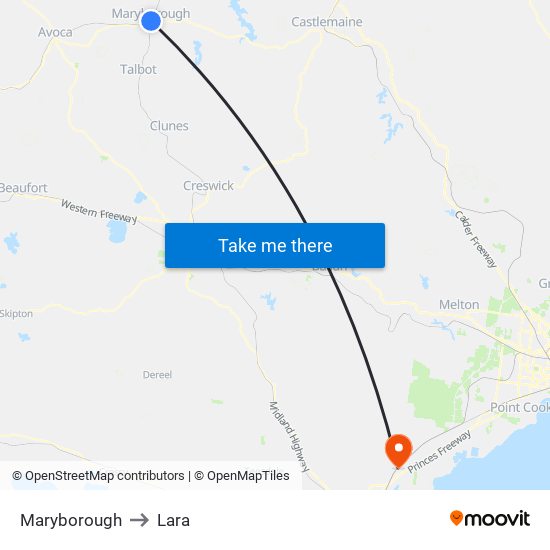 Maryborough to Lara map