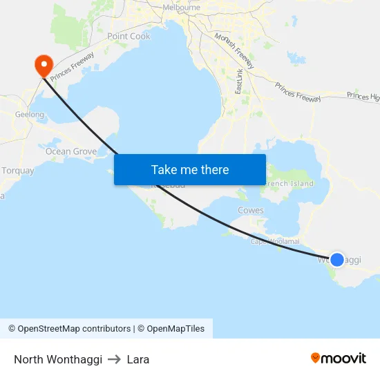 North Wonthaggi to Lara map