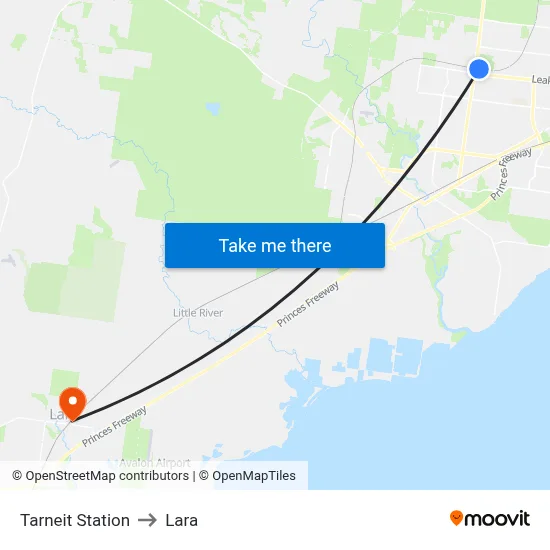 Tarneit Station to Lara map