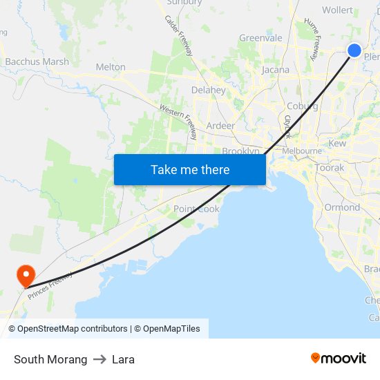 South Morang to Lara map