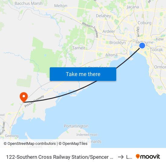 122-Southern Cross Railway Station/Spencer St (Melbourne City) to Lara map