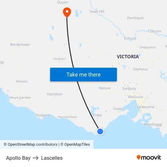 Apollo Bay to Lascelles map