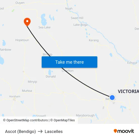 Ascot (Bendigo) to Lascelles map